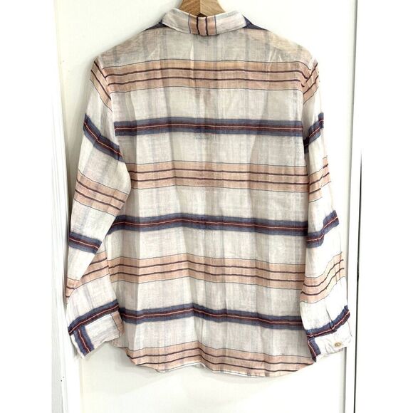 Women's Tommy Bahama Cotton Blend Striped Button-Up Top Long-Sleeve / Sz M / EUC - Picture 2 of 8